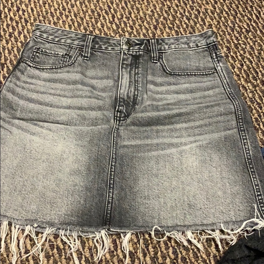 Light wash grey jean skirt